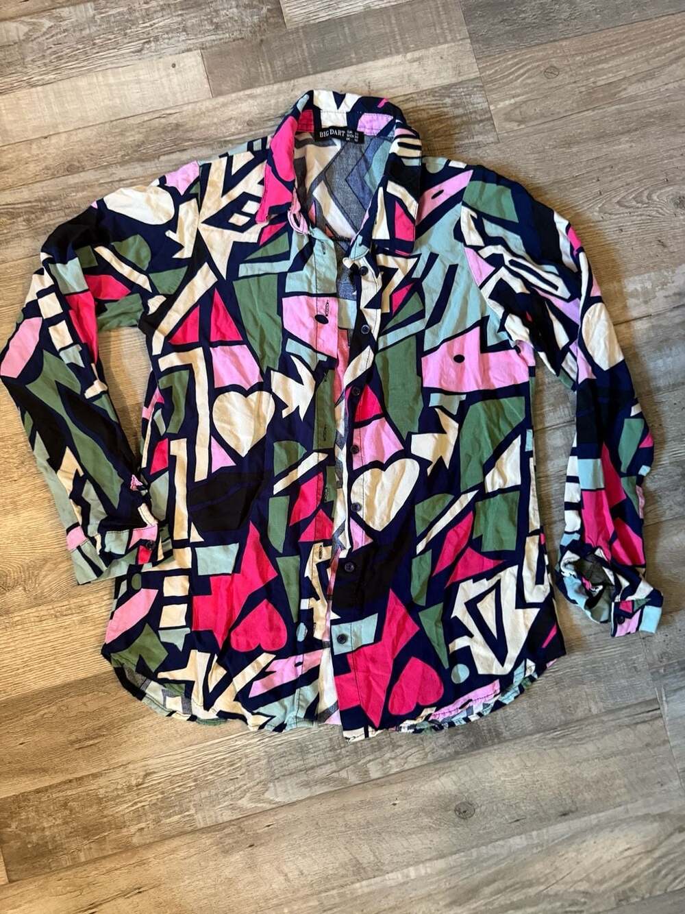 Big Dart Abstract Print Button-Down Shirt Size Multi Viscose Run Small size